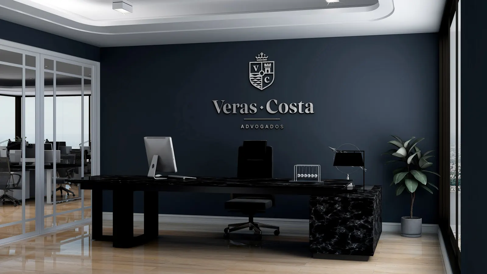 Logo em parede de escritório